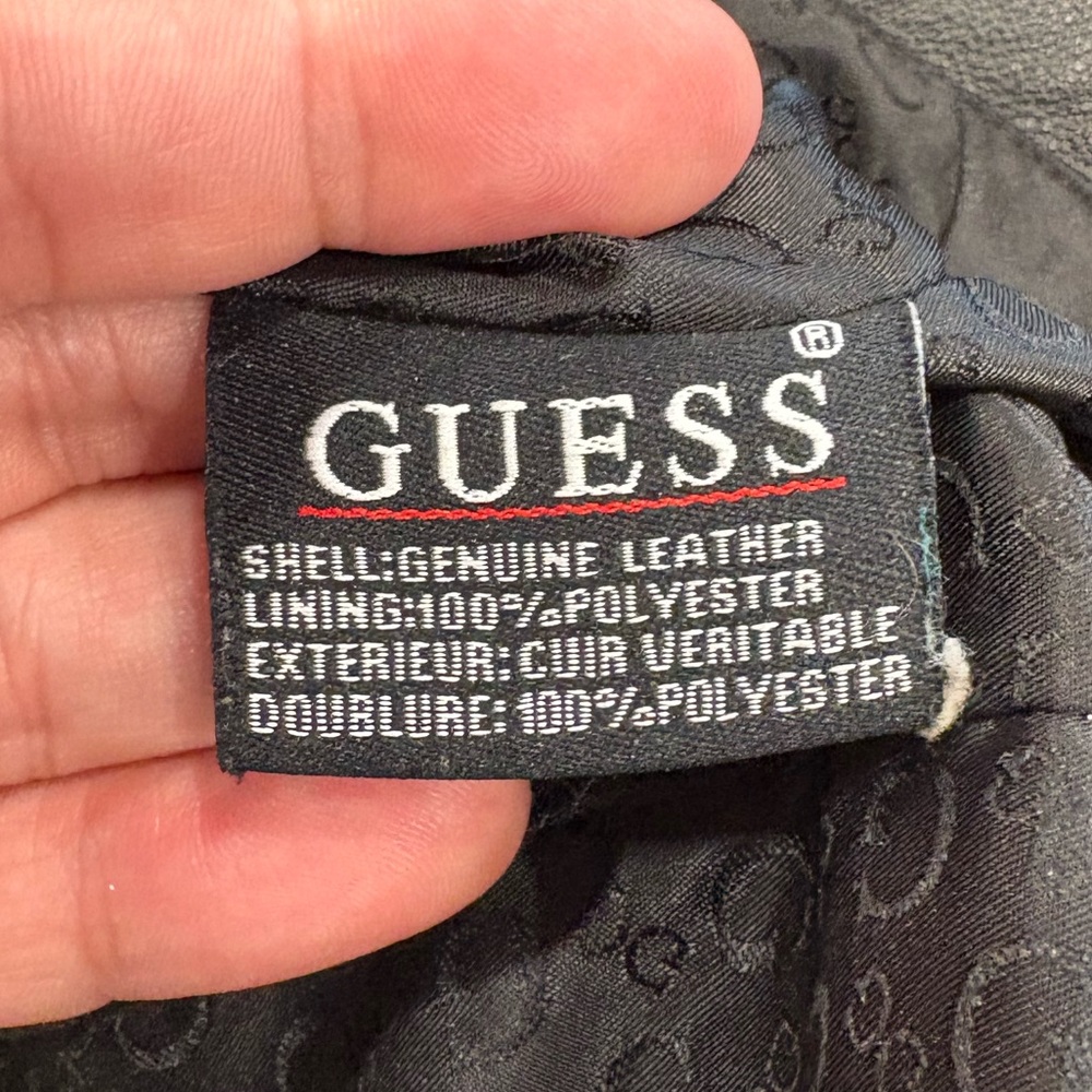 Guess Black Leather Ribbed Jacket | S - Picture 5 of 10